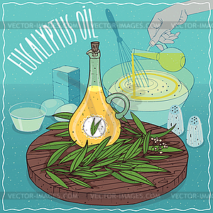 Eucalyptus oil used for cooking - vector clipart