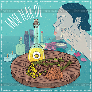 False flax oil used for skin care - royalty-free vector image