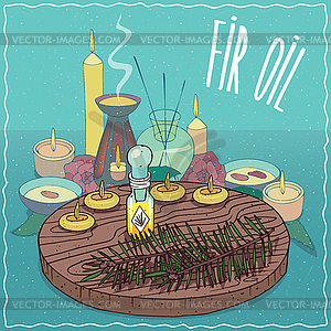 Fir oil used for aromatherapy - vector clipart