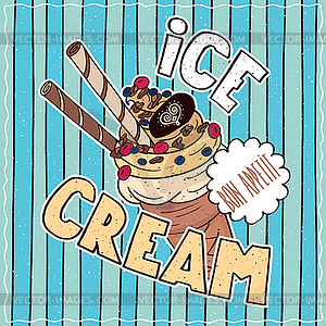 Food poster with Ice Cream - vector clipart