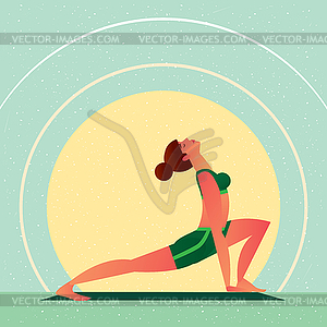 Girl in Yoga Open Heart Chakra Warrior Pose - royalty-free vector image