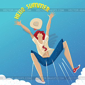Girl enjoying summer - vector image
