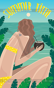 Summer Time in tropics - vector clip art