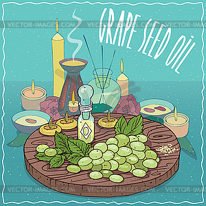 Grape seed oil used for aromatherapy - vector clipart