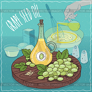 Grape seed oil used for cooking - vector image