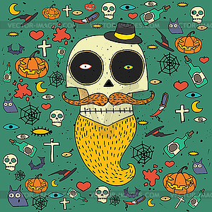 Halloween greeting card - vector image