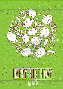 Happy Birthday my bunny postcard - vector clipart