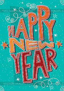 Handmade postcard Happy New Year - vector clip art