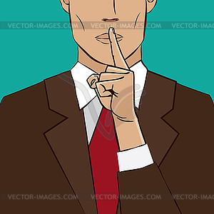 Hand sign silence - vector image