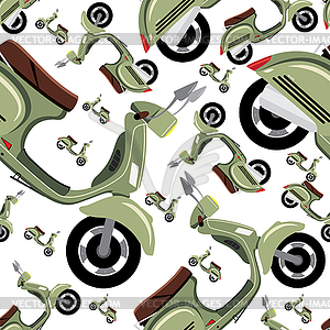 Hipster pattern with retro motorcycle - vector clipart