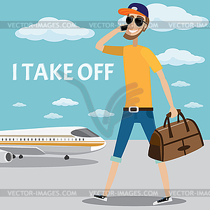 Take off with man - vector image