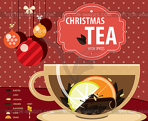 Recipe of christmas tea - vector clipart