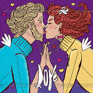 Man kissing woman - vector image