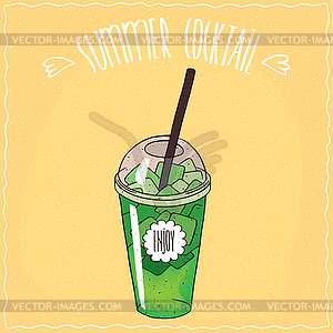 Lemonade or mojito in transparent plastic cup - royalty-free vector image