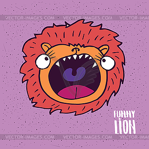 Lion with open mouth in handmade cartoon style - vector image