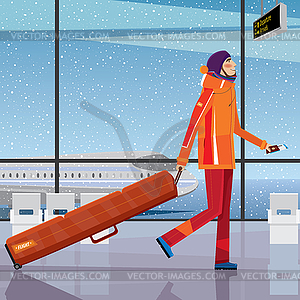 Trip to ski resort - vector clipart