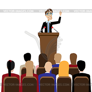 Businessman public speaking - vector image