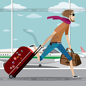 Stress at airport - vector clipart