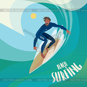 Surfer on wave - royalty-free vector image