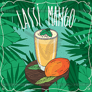 Mango Indian drink Lassi with fresh juice - vector clip art