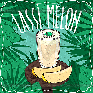 Melon Indian drink Lassi with fresh juice - vector clip art