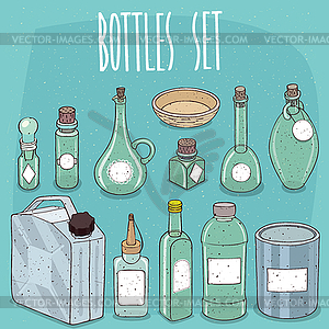 Mockup set different empty transparent containers - vector clipart