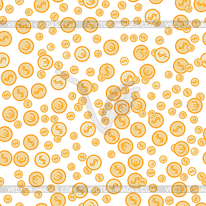 Money pattern with precious metal coins - vector clipart