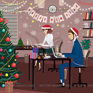 New Year`s Eve at work - royalty-free vector image