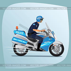 Полицейский или полицейский верхом на мотоцикле - иллюстрация в векторном формате