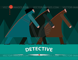 Detective in forest - vector clip art