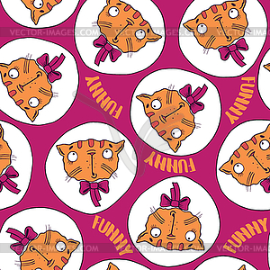 Seamless pattern with funny cats - vector image