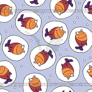 Seamless pattern with funny fishes - vector clipart