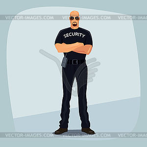 Security guard crossed arms on his chest - vector clip art