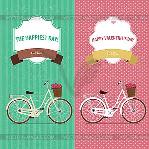 Card bicycle set - vector image