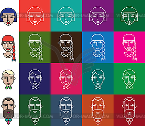 Face icons set - vector clip art