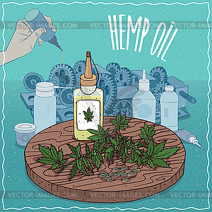 Hemp seed oil used as grease lubricant - vector image