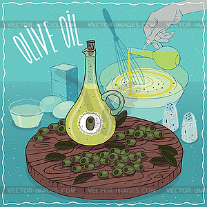 Оливковое масло, используемое для приготовления пищи - векторный дизайн
