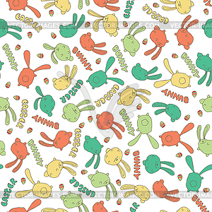 Pattern with cute bunny or rabbit in white color - stock vector clipart