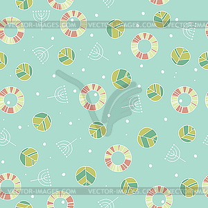 Pattern with cute leaves in blue color - vector clipart