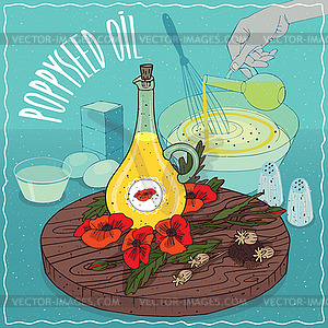 Poppyseed oil used for cooking - vector EPS clipart