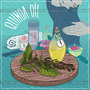 Quinoa oil used for hair care - vector clipart