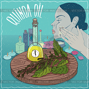 Quinoa oil used for skin care - vector image