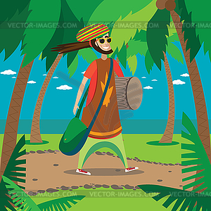 Rasta man walking - vector image