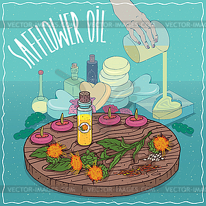 Safflower seed oil used for soap making - vector clipart