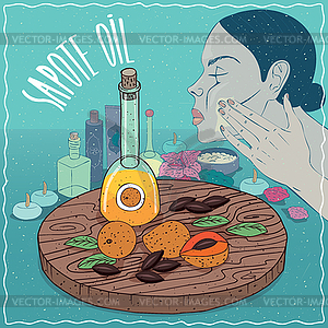 Sapote oil used for skin care - vector clipart