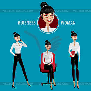 Set of business woman - vector clipart