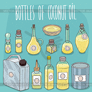 Set of containers with Coconut Oil - vector image