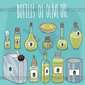 Set of containers with Olive Oil - vector image