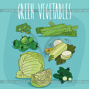 Set of clipart green organic products - vector clipart