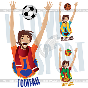 Happy sports fans - vector clip art